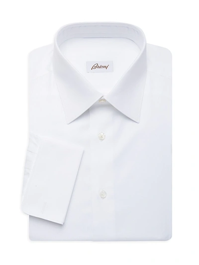 Brioni Men's Herringbone Dress Shirt In White