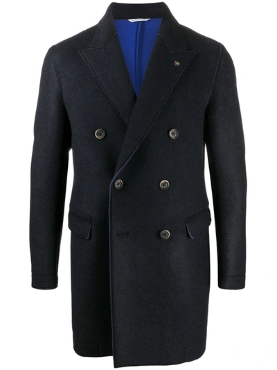 Manuel Ritz Double-breasted Tailored Coat In Blue