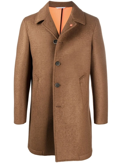 Manuel Ritz Single-breasted Mid-length Coat In Brown