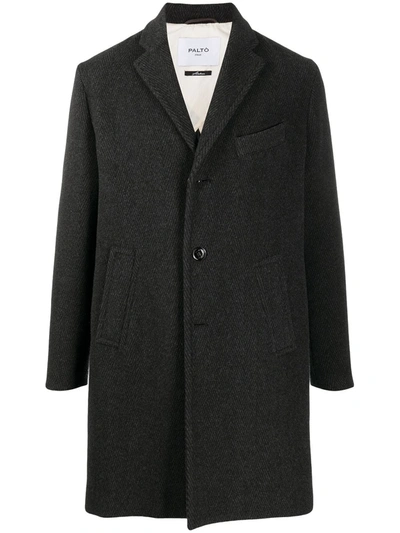 Paltò Single-breasted Wool Overcoat In Black
