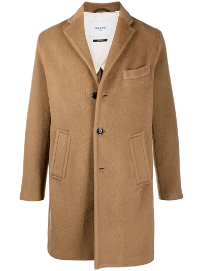Paltò Single-breasted Wool Coat In Brown