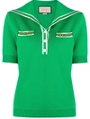 Gucci Sailor-collar Knitted Wool Polo Shirt In Green