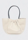 Proenza Schouler Large Ruched Smooth Leather Tote Bag In White
