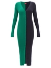 Staud Shoko Colorblock Body-con Sweaterdress In Clover Deep Sea