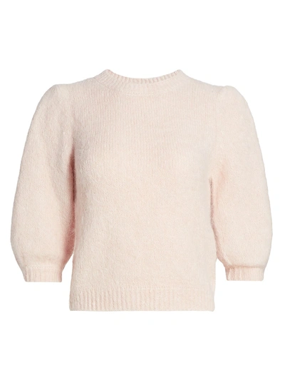 Bytimo Knit Puff-sleeve Top In Soft Pink