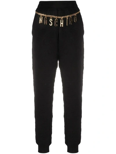 Moschino Cotton Sweatpants W/logo Chain In Black