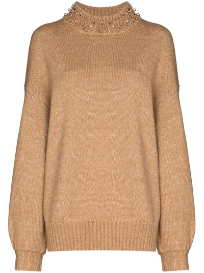 See By Chloé Pearly Knit Oversized Wool-blend Sweater In Neutrals