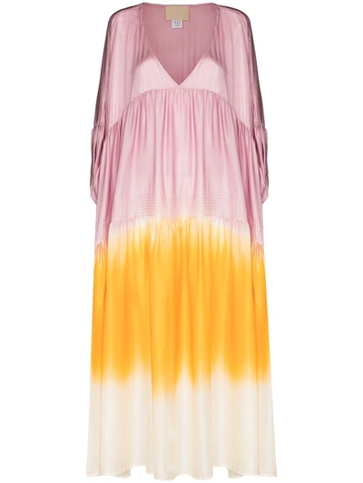 Anaak Airi Dipped Tie-dye Silk Dress In Pink