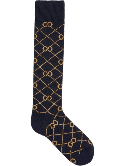 Gucci Gg Monogram Socks In Blue