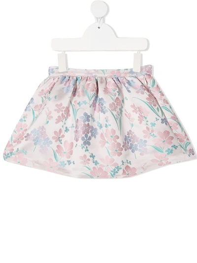 Hucklebones London Kids' Floral-jacquard Mini Skirt In Pink