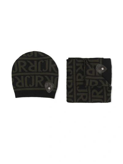 John Richmond Junior Teen Intarsia-knit Hat And Scarf Set In Green