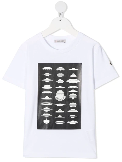 Moncler Kids' Space-print Cotton T-shirt In White