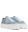 Prada 50mm Logo Flatform Sneakers In Blue