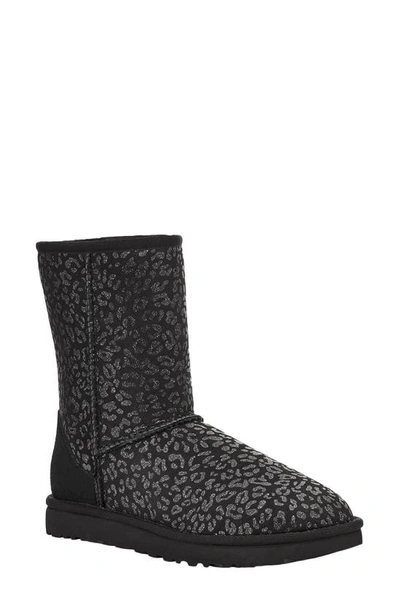 Ugg Classic Short Snow Leopard Boots In Black Snow Leopard Suede