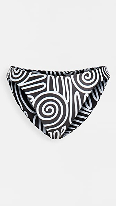Mara Hoffman Reva Printed Bikini Bottom In Black White