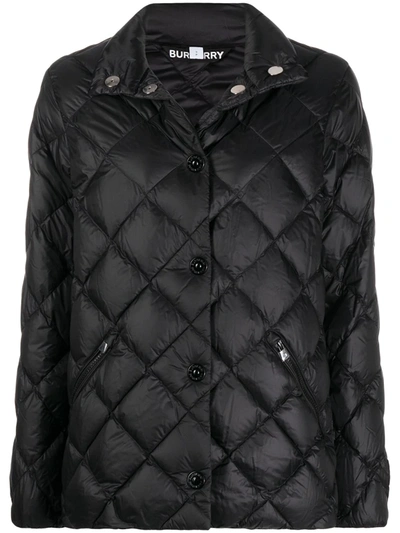 Burberry Quilted Button Up Jacket In Black
