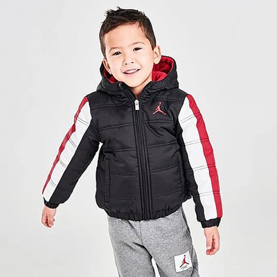 Nike Babies' Jordan Boys' Toddler Nylon Puffer Jacket In Black/red/white