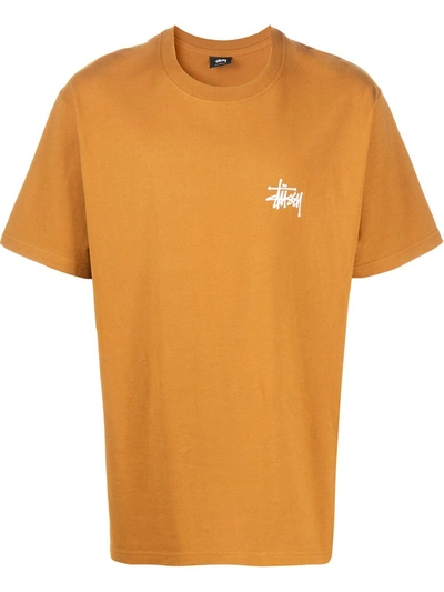 Stussy Logo-print Cotton T-shirt In Brown