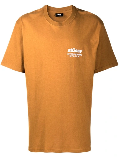 Stussy Windflower-print Cotton T-shirt In Yellow