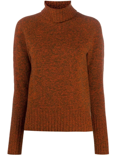 Drumohr Mélange-effect Roll-neck Jumper In Orange