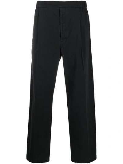 Lemaire Straight-leg Cotton Trousers In Grey