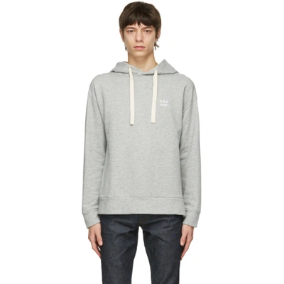 A.p.c. Vintage Logo Cotton Blend Fleece Hoodie In Pla Hthrgry