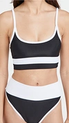 Beach Riot Eva Ribbed Colorblock Swim Top In Black/white