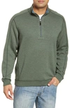 Tommy Bahama Flipsider Reversible Quarter-zip Pullover In Palm Moss Hthr