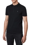 Allsaints Brace Slim Fit Solid Polo In Jet Black