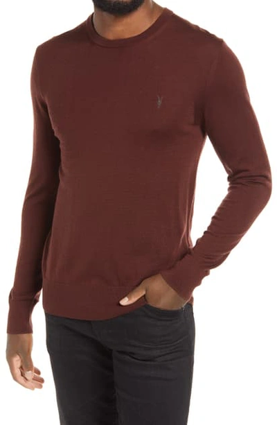 Allsaints Mode Slim Fit Merino Wool Sweater In Burgundy Red