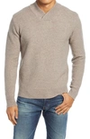 Schott Waffle Knit Thermal Wool Blend Pullover In Taupe