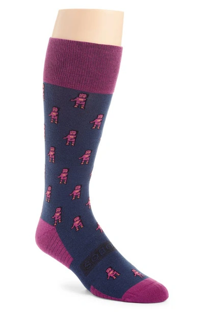 Bonobos Patterned Dress Socks In Roboto - Inky Chill