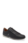 Hugo Boss Saturn Low Top Sneaker In Black Textured Leather