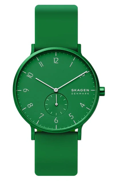 Skagen Aaren Kul?r Rubber Strap Watch, 41mm In Green