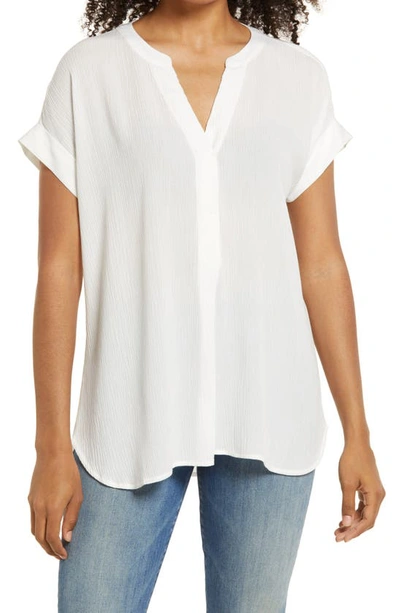 Vince Camuto Split Neck Top In New Ivory