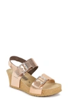 Mephisto Lissandra Platform Wedge Sandal In Rose Gold Leather