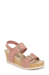 Mephisto Lissandra Platform Wedge Sandal In Old Pink Leather