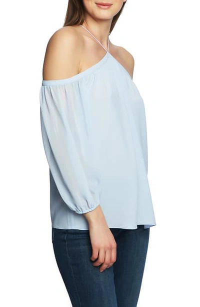 1.state Off The Shoulder Sheer Chiffon Blouse In Opal Waters