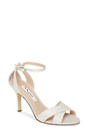 Nina Ankle Strap Sandal In Ivory Satin