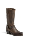 Frye Tall Leather Harness Biker Boots In Smoke