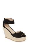 Pelle Moda Rica Platform Wedge Sandal In Black Suede