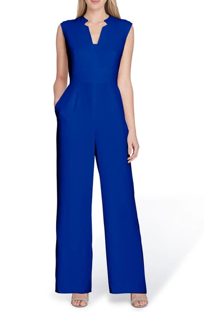 Tahari Crepe Jumpsuit In Cobalt