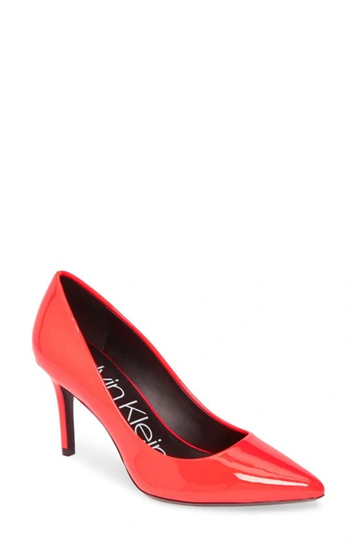 Calvin Klein Brady Patent Leather Pointed-toe Pump In Bright Pink Patent Leather
