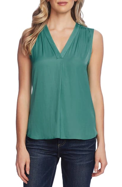 Vince Camuto Rumpled Satin Blouse In Teal Lake