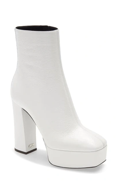 Giuseppe Zanotti Leather Platform Bootie In White