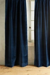Anthropologie Matte Velvet Curtain By  In Blue Size 50" X 96"