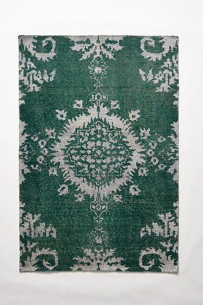 Anthropologie Stonewashed Medallion Rug By  In Green Size 3 X 5