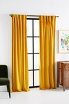 Anthropologie Velvet Louise Curtain By  In Yellow Size 108"