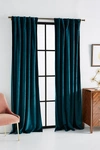 Anthropologie Velvet Louise Curtain By  In Blue Size 50" X 96"
