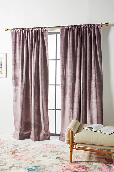 Anthropologie Velvet Slub Curtain By  In Purple Size 50x84